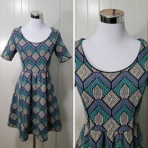 Anthropologie HD In Paris Hollyhock Retro 50s Rockabilly Fit & Flare Knit Dress
